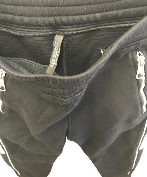 NEIL BARRETT（ニールバレット）NEIL BARRETT (ニールバレット) トラベルボンデッドサイドパイピング&サテンストライプスウェットパンツ ブラック サイズ:XSの古着・服飾アイテム