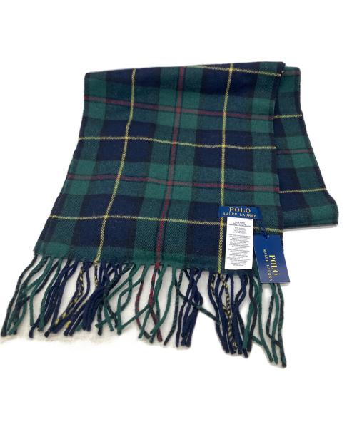 POLO RALPH LAUREN（ポロ・ラルフローレン）POLO RALPH LAUREN (ポロ・ラルフローレン) マフラー ネイビー×グリーン 未使用品の古着・服飾アイテム