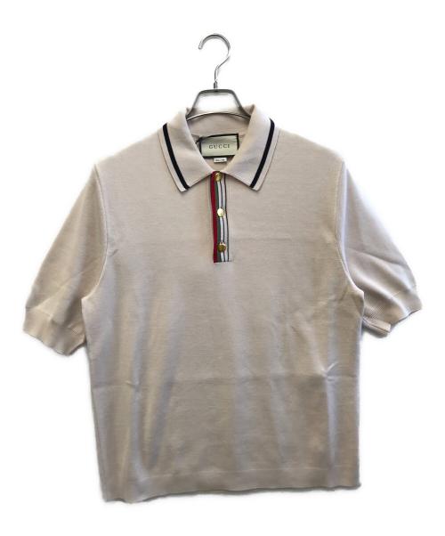 GUCCI（グッチ）GUCCI (グッチ) S/Sポロニット ベージュ サイズ:Mの古着・服飾アイテム