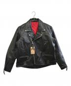 FREEDOMフリーダム）の古着「レザーダブルライダースジャケット」｜ブラック