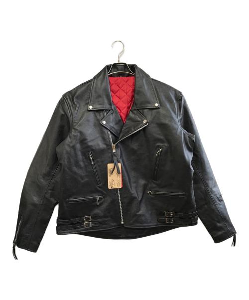FREEDOM（フリーダム）freedom (フリーダム) レザーダブルライダースジャケット ブラック サイズ:52の古着・服飾アイテム