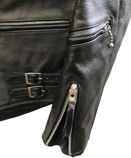 FREEDOM（フリーダム）freedom (フリーダム) レザーダブルライダースジャケット ブラック サイズ:52の古着・服飾アイテム