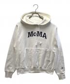 Champion REVERSE WEAVE×MoMAチャンピオン リバース ウィーブ×モマ）の古着「プルオーバーパーカー」｜ホワイト