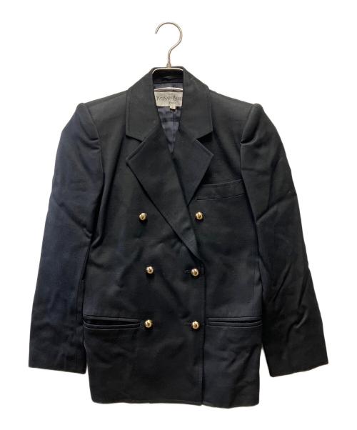 Yves Saint Laurent（イヴサンローラン）Yves Saint Laurent (イヴサンローラン) 金釦ダブルボタンテーラードジャケット ブラック サイズ:Sの古着・服飾アイテム