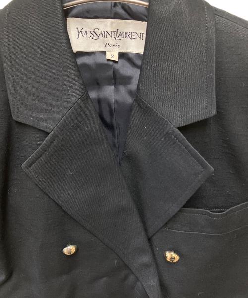 Yves Saint Laurent（イヴサンローラン）Yves Saint Laurent (イヴサンローラン) 金釦ダブルボタンテーラードジャケット ブラック サイズ:Sの古着・服飾アイテム