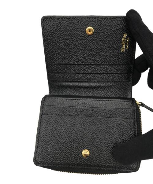 HushTug（ハッシュタグ）hushtug (ハッシュタグ) ピュアシュリンクレザー ミディアムウォレット ブラックの古着・服飾アイテム