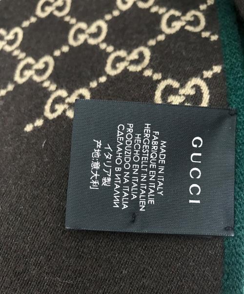 GUCCI（グッチ）GUCCI (グッチ) リバーシブルマフラー グリーン×ブラクンの古着・服飾アイテム