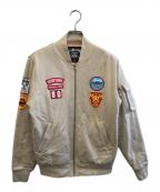 stussyステューシー）の古着「ワッペン付きスウェットブルゾン」｜ベージュ