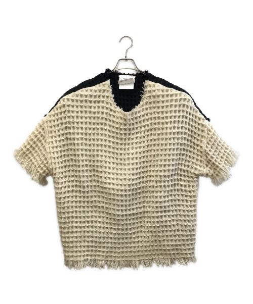 digawel（ディガウェル）DIGAWEL (ディガウェル) ワッフルニット アイボリー×ブラック サイズ:Fの古着・服飾アイテム