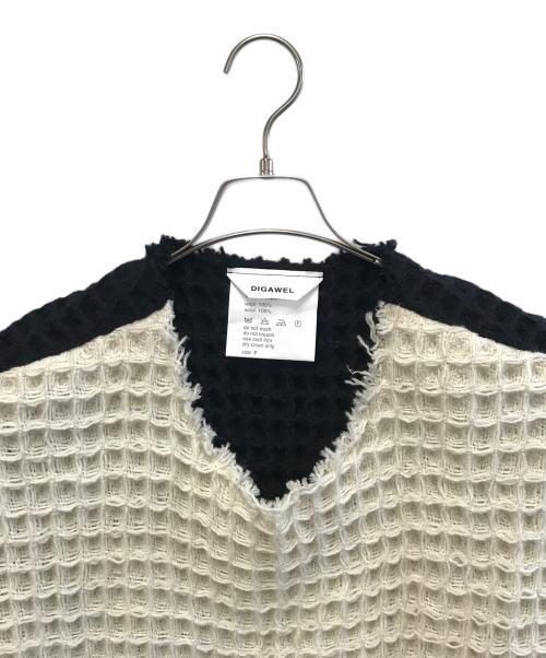 digawel（ディガウェル）DIGAWEL (ディガウェル) ワッフルニット アイボリー×ブラック サイズ:Fの古着・服飾アイテム
