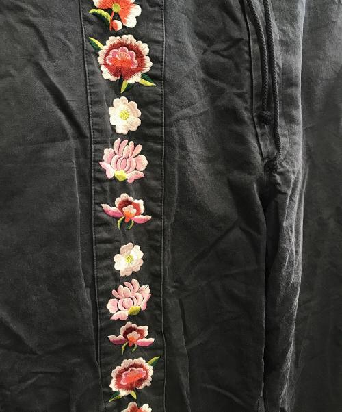Yohji Yamamoto pour homme（ヨウジヤマモト プールオム）Yohji Yamamoto pour homme (ヨウジヤマモト プールオム) フラワーエンブロイダリーワイドロングパンツ ブラック サイズ:3の古着・服飾アイテム