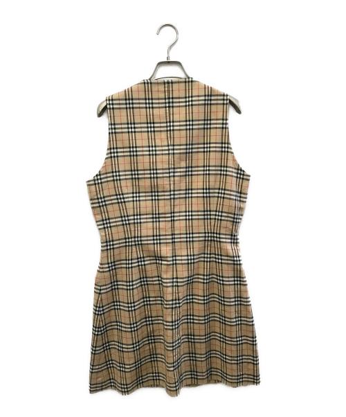 Burberry's（バーバリー）Burberry's (バーバリーズ) ノースリーブワンピース ベージュ×ブラック×レッド サイズ:Lの古着・服飾アイテム