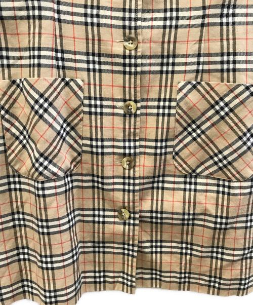 Burberry's（バーバリー）Burberry's (バーバリーズ) ノースリーブワンピース ベージュ×ブラック×レッド サイズ:Lの古着・服飾アイテム