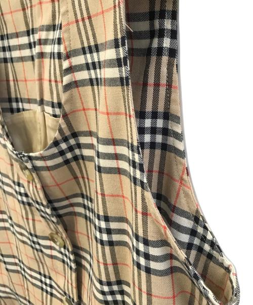 Burberry's（バーバリー）Burberry's (バーバリーズ) ノースリーブワンピース ベージュ×ブラック×レッド サイズ:Lの古着・服飾アイテム