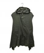 Y'sワイズ）の古着「フーデッドプルオーバービッグワンピース」｜グリーン