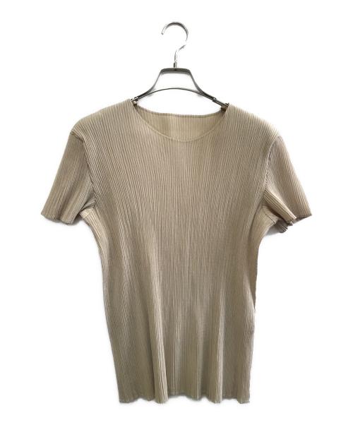 ISSEY MIYAKE（イッセイミヤケ）ISSEY MIYAKE (イッセイミヤケ) プリーツカットソー ベージュ サイズ:Mの古着・服飾アイテム