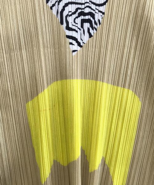 PLEATS PLEASE（プリーツプリーズ）PLEATS PLEASE (プリーツプリーズ) プリーツカットソー ベージュ×グレー サイズ:3の古着・服飾アイテム