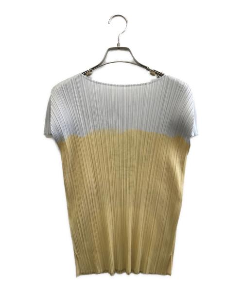 PLEATS PLEASE（プリーツプリーズ）PLEATS PLEASE (プリーツプリーズ) プリーツカットソー ベージュ×グレー サイズ:3の古着・服飾アイテム