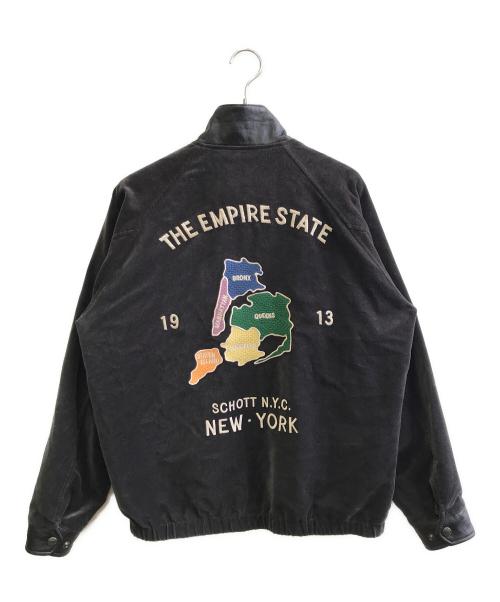 Schott（ショット）Schott (ショット) LEATHER COMBI SOUVENIR JACKET ブラック サイズ:Mの古着・服飾アイテム