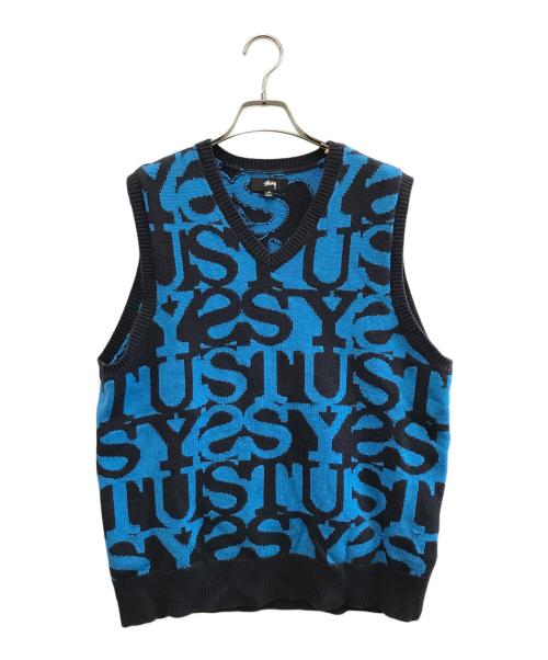 stussy（ステューシー）stussy (ステューシー) ニットベスト ブルー サイズ:Mの古着・服飾アイテム