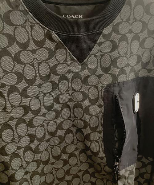 COACH（コーチ）COACH (コーチ) シグネチャークルーネックスウェット ブラック サイズ:Mの古着・服飾アイテム