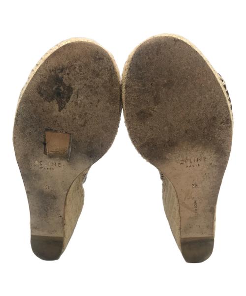CELINE（セリーヌ）CELINE (セリーヌ) ウェッジソールサンダル ベージュ×ブラウン サイズ:36の古着・服飾アイテム