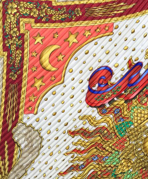 HERMES（エルメス）HERMES (エルメス) プリーツスカーフ オレンジの古着・服飾アイテム