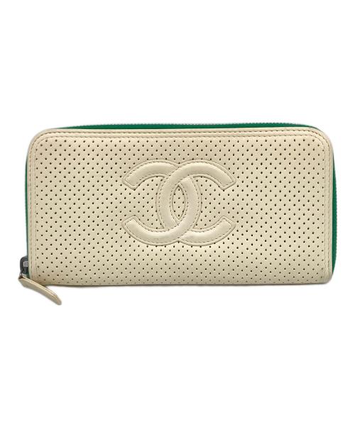 CHANEL（シャネル）CHANEL (シャネル) パンチングエラウンドファスナー ベージュの古着・服飾アイテム