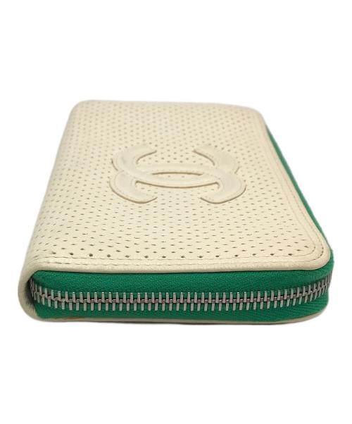 CHANEL（シャネル）CHANEL (シャネル) パンチングエラウンドファスナー ベージュの古着・服飾アイテム