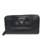 PRADAプラダ）の古着「ラウンドファスナー財布」｜ブラック