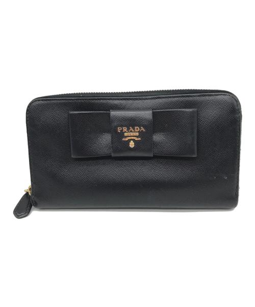 PRADA（プラダ）PRADA (プラダ) ラウンドファスナー財布 ブラックの古着・服飾アイテム