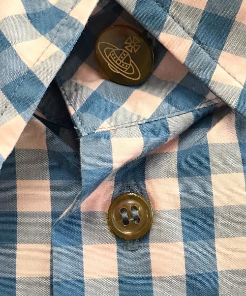 Vivienne Westwood man（ヴィヴィアン ウェストウッド マン）Vivienne Westwood man (ヴィヴィアン ウェストウッド マン) 半袖シャツ ブルー×ピンク サイズ:46の古着・服飾アイテム