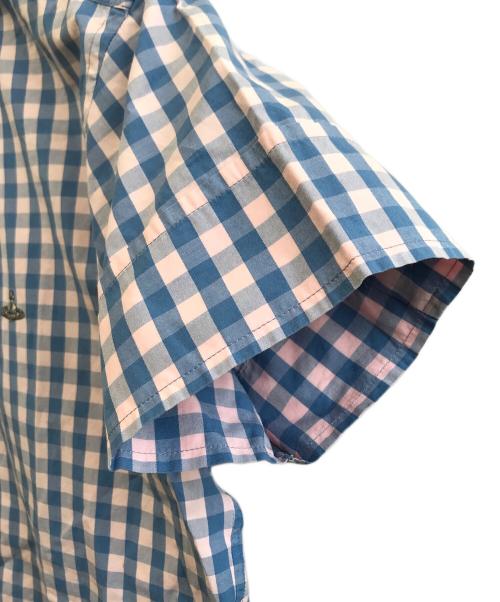 Vivienne Westwood man（ヴィヴィアン ウェストウッド マン）Vivienne Westwood man (ヴィヴィアン ウェストウッド マン) 半袖シャツ ブルー×ピンク サイズ:46の古着・服飾アイテム