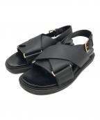 MARNIマルニ）の古着「クロスストラップサンダル」｜ブラック