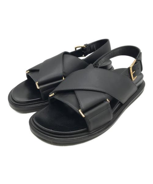 MARNI（マルニ）MARNI (マルニ) クロスストラップサンダル ブラック サイズ:38の古着・服飾アイテム