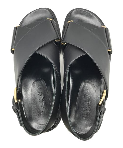 MARNI（マルニ）MARNI (マルニ) クロスストラップサンダル ブラック サイズ:38の古着・服飾アイテム