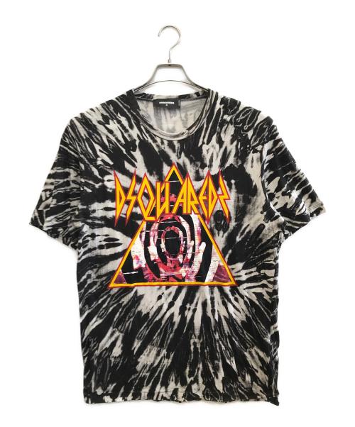 DSQUARED2（ディースクエアード）DSQUARED2 (ディースクエアード) 半袖カットソー ブラック×ホワイト サイズ:Mの古着・服飾アイテム