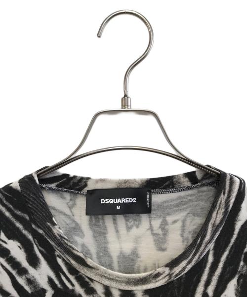 DSQUARED2（ディースクエアード）DSQUARED2 (ディースクエアード) 半袖カットソー ブラック×ホワイト サイズ:Mの古着・服飾アイテム