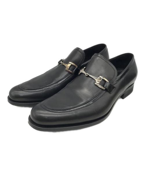 GUCCI（グッチ）GUCCI (グッチ) ビットローファー ブラック×ゴールド サイズ:43Eの古着・服飾アイテム