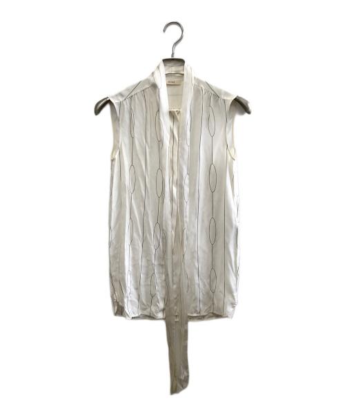 CELINE（セリーヌ）CELINE (セリーヌ) ノースリーブブラウス ベージュ×ブラック サイズ:36の古着・服飾アイテム