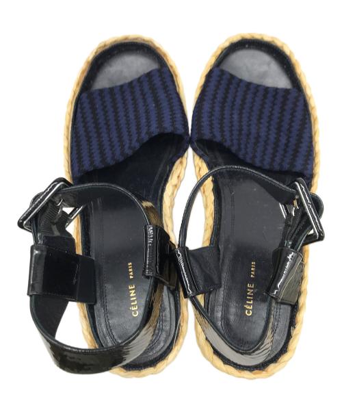 CELINE（セリーヌ）CELINE (セリーヌ) 厚底サンダル ナチュラル×ネイビー サイズ:37の古着・服飾アイテム