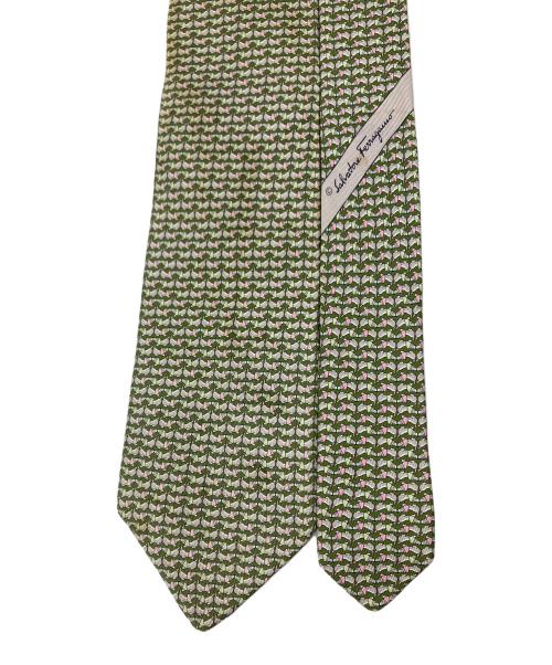 Salvatore Ferragamo（サルヴァトーレ フェラガモ）Salvatore Ferragamo (サルヴァトーレ フェラガモ) ネクタイ グリーン×ピンク サイズ:不明の古着・服飾アイテム
