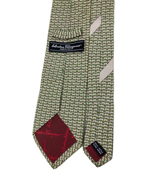 Salvatore Ferragamo（サルヴァトーレ フェラガモ）Salvatore Ferragamo (サルヴァトーレ フェラガモ) ネクタイ グリーン×ピンク サイズ:不明の古着・服飾アイテム
