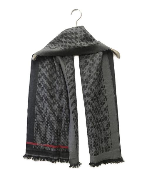 FENDI（フェンディ）FENDI (フェンディ) ウールマフラー グレー×ブラックの古着・服飾アイテム