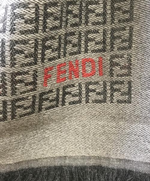FENDI（フェンディ）FENDI (フェンディ) ウールマフラー グレー×ブラックの古着・服飾アイテム