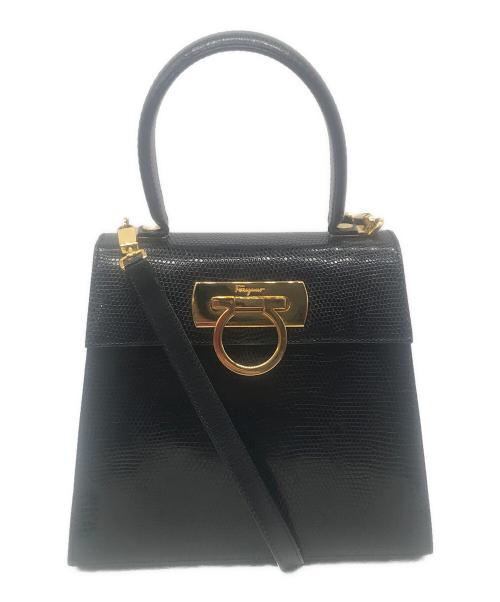 Salvatore Ferragamo（サルヴァトーレ フェラガモ）Salvatore Ferragamo (サルヴァトーレ フェラガモ) ガンチーニ2WAYショルダーバッグ ブラックの古着・服飾アイテム