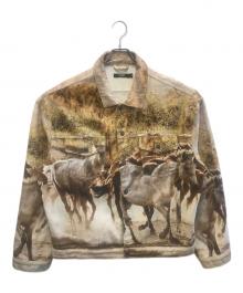 Jaded London（ジェイデッドロンドン）の古着「デニムジャケット」｜ブラウン×ベージュ