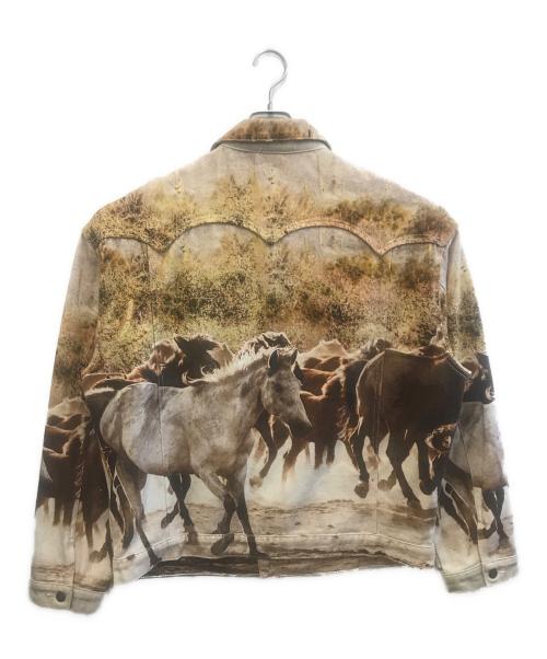 Jaded London（ジェイデッドロンドン）jaded london (ジェイデッドロンドン) デニムジャケット ブラウン×ベージュ サイズ:XLの古着・服飾アイテム