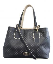 COACH（コーチ）の古着「2WAYバッグ」｜ベージュ×ネイビー