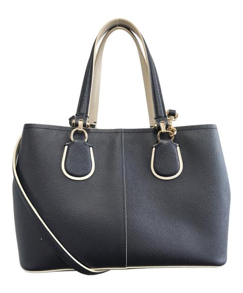 COACH（コーチ）COACH (コーチ) 2WAYバッグ ベージュ×ネイビーの古着・服飾アイテム